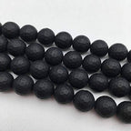 JM Design Black Onyx Faceted Matte Finish Round Shape Loose Gemstone Beads Size 12mm Approx 15.5inch Strand for Jewelry Making - size: 12mm