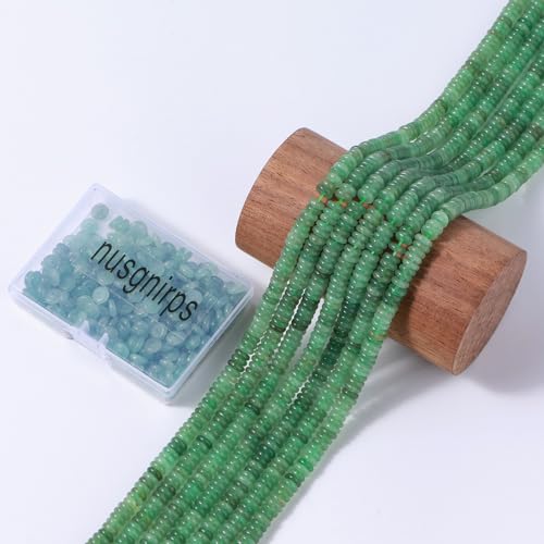 Natural Green Aventurine Disk Stone Spacer Beads 6x2mm 38cm/str Flat Rondelle Loose Semi Gemstone Caps for Making Bracelets Necklace - color: Green Aventurine