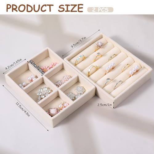 2pcs Ring Holder Display 6 Grid Jewelry Drawer Organizers Trays Small Ring Organizer for Jewelry Rings TrayRings Holder Display Tray Necklace Insert Holders Case for Girl Store Selling or Home Show