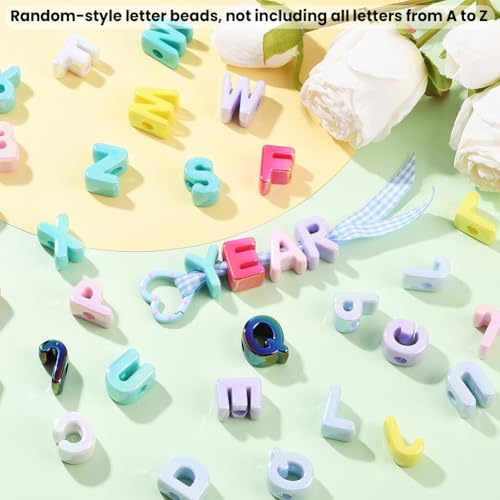 50Pcs Random Acrylic Letter Beads Large Alphabet Bead Bulk Chunky Capital Letters Iridescent UV Plated Initial Loose Spacer for Jewelry Making Keychain Bracelets Earrings Crafts Bag Decor - style: Style 2