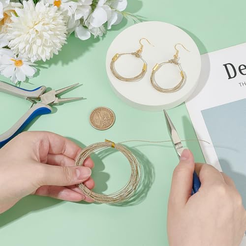 BENECREAT 19.7Ft Round Twist Jewelry Wire, 20 Gauge Tarnish Resistant Brass Craft Wire for Necklace Bracelet Making and Handmade Project, Light Gold & Platinum - color: Light Gold