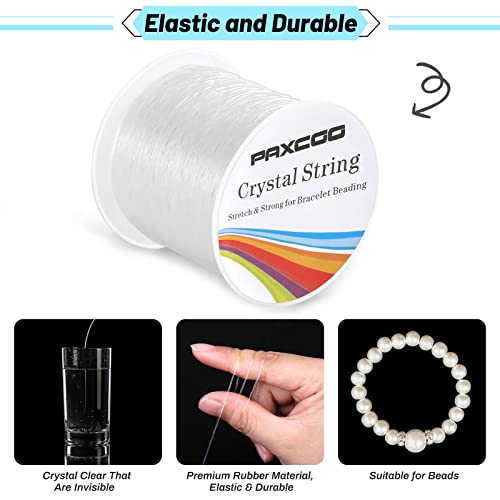 Bracelet String, Paxcoo 2 Rolls Elastic Stretchy Bead String Cord for Clay Beads Kandi Pony Beads Bracelets Jewelry Making (0.8 MM, Crystal) - size: 0.8 MM, style: Crystal Clear