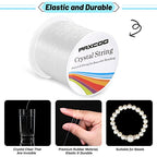 Bracelet String, Paxcoo 2 Rolls Elastic Stretchy Bead String Cord for Clay Beads Kandi Pony Beads Bracelets Jewelry Making (0.8 MM, Crystal) - size: 0.8 MM, style: Crystal Clear
