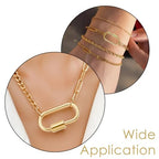 10pcs Screw Carabiner Lock Charms, Silver Necklace Lock Clip Keychain Clip Hook Metal Oval Keyring Holder Clasp for DIY Necklace Bracelets Jewelry Making, 2.5x1.5cm - color: Gold