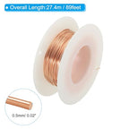 PATIKIL 89.89 Feet Solid Bare Copper Wire,24 Gauge 99.9% Pure Copper Wire 0.5mm Soft Beading Wire Metal Plant Stem Ties for Jewelry Craft (27.4m) - size: 0.5mm x 89.89ft