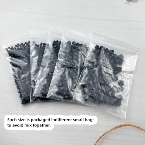 1310pcs Bicone Crystal Glass Beads 2mm 3mm 4mm 6mm 8mm Faceted Crystal Spacer Beads for Bracelets Necklace Pendants Earrings DIY Jewelry Craft Making(Black) - color: Black