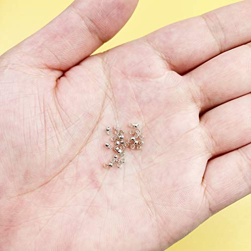 4000 Pieces 2mm Metal Round Crimp Beads Spacer Stoppers Beads Clamp Ends Metal Bead Spacers for DIY Bracelet Jewelry Making (Silver) - color: Silver
