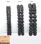 MASSIVE BEADS Handmade Yoga Stretch Elastic Bracelet Natural Stone Crystal Healing Power Energy Gifts for Unisex Adult 4mm 6mm 8mm 10mm - color: Black Lava(Calm), size: 4mm