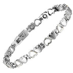 BioMag Magnetic Bracelet for Women, Titanium Steel Wristband Brazaletes for Pain Relief Solid Pure Copper Jewelry Gift with Adjustable Tool - color: Silver