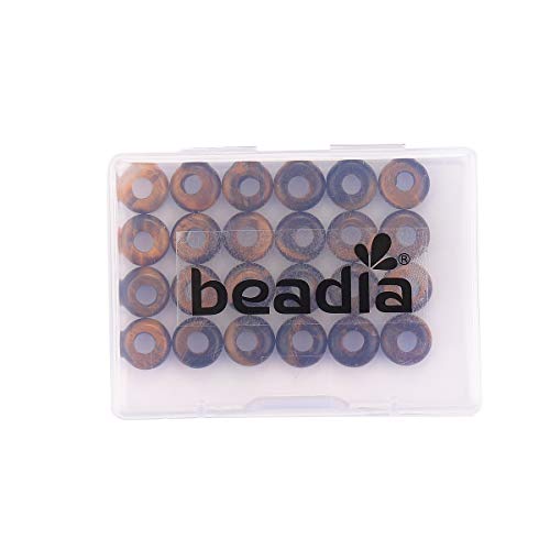 BEADIA Natural Yellow Tiger Eye Rondelle Stone with Large Hole (4mm) Loose Semi Gemstone Beads for Jewelry Making 10mmx4mm 24pcs - color: Yellow Tiger Eye, size: 10mm x 4mm