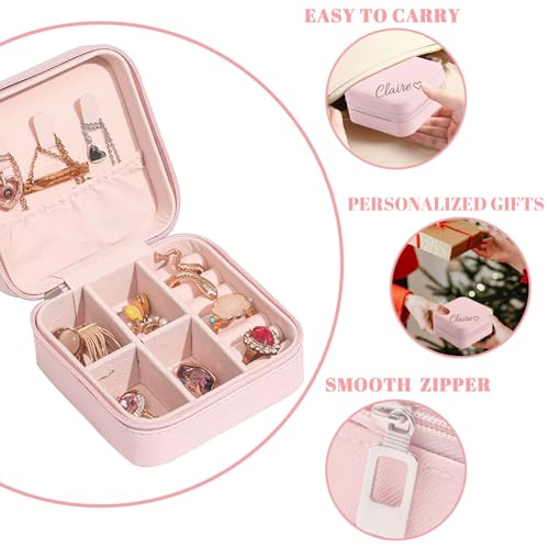 Personalized Travel Jewelry Box,Custom Leather Jewelry Case with Name,Customized Birthday Christmas Valentines Day Gifts for Women Bridesmaid Girls - color: Style 03