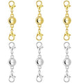 925 Silver Double Lobster Magnetic Necklace Clasps (6pcs | Gold Silver) - color: 6pcs | gold silver
