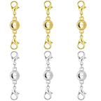 925 Silver Double Lobster Magnetic Necklace Clasps (6pcs | Gold Silver) - color: 6pcs | gold silver