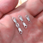 925 Sterling Silver Lobster Clasp for DIY Necklace Bracelet Jewelry Making, Double Spring Clasp with Closed Jump Rings, Necklace Extender Clasp Connector Bracelet Extension (Style 7) - style: Style 7