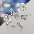 Julie Wang 100 Grams Alloy Western Cowboy Cowgirl Charms Antique Silver Gold Color Boot Hat Pendants for Necklace Earrings Bracelet Jewelry Making Women Gifts Craft DIY Findings - color: Antique Silver