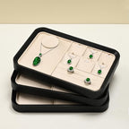 Oirlv Jewelry Display Tray for Vendors Velvet Jewelry Tray with Compartments for Rings and Necklaces(Beige) - color: Beige P21703