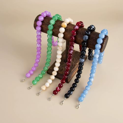 Caiyao Handmade Adjustable Acrylic Round Beaded Choker Necklaces Bohemia Colorful Resin Geometric Beads Statement Necklace for Women Men Costume Party Summer Vacation Jewelry Gifts