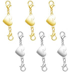 925 Silver Magnetic Necklace Clasps and Closures, Double Lobster Magnetic Necklace Clasps for Bracelet and Necklace Extender (3golden+3silvery) - color: 3golden+3silvery