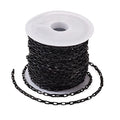 Pandahall 16.4 Feet Stainless Steel Rectangle Jewelry Cable Chains 4x2x1mm Unwelded Venetain Chains Box Chains with Spool for DIY Jewelry Making(Black)