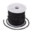 Pandahall 16.4 Feet Stainless Steel Rectangle Jewelry Cable Chains 4x2x1mm Unwelded Venetain Chains Box Chains with Spool for DIY Jewelry Making(Black)