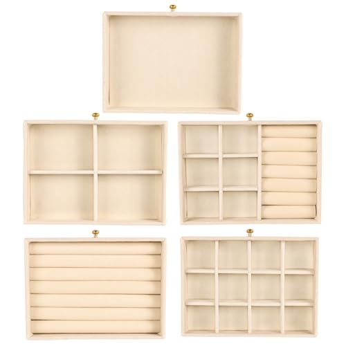 Greenfeather Jewelry Organizer with 7 Removable Drawers, Clear Acrylic Jewelry Box with 16 Necklace Hooks 48 Pairs of Earring Holes 5 Velvet-Lined Drawers for Rings Bracelets Necklaces - color: Off-White-Style B