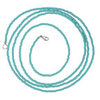 Handmade Matte Turquoise Seed Bead Necklace, Thin 1.5mm Single Strand