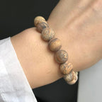 Matte Picture Stone 6mm 60 Pcs Stone Beads for Jewelry Making Large Beads Bracelet Keychain Loose Round Smooth Gemstone Beads Necklace Earrings DIY Arts and Crafts Natural Stone Beads ﻿ - color: Matte Picture Stone, size: 10mm