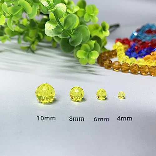 Jmassyang 200 Pieces Faceted Round Crystal Glass Beads Spacer Beads for Jewelry Making, Bracelets Necklaces Earrings Wind Chimes Suncatchers (LemonYellow, 6mm) - color: LemonYellow, size: 6mm