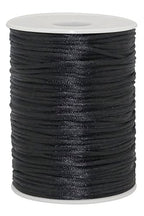 2mm x 100 Yards Quality Rattail Nylon Satin Cord Roll, Kumihimo Rattail, Chinese Knot (Black) - color: Black