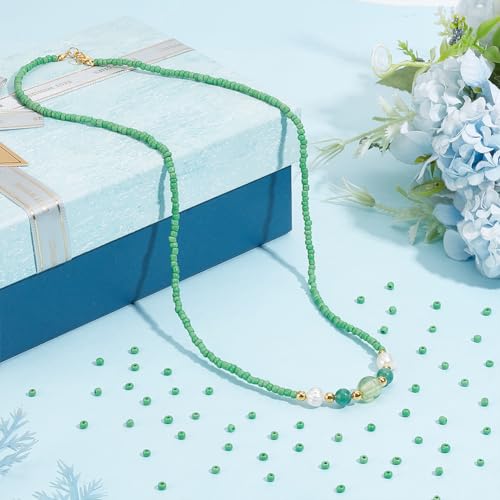PH PandaHall 2000 Pcs 3mm 8/0 Glass Seed Beads Round Lined Waist Beads Colorful Tiny Spacer Czech Beads for Earring Bracelet Necklace Jewelry Making Green - color: Green-2000 Pcs