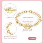 12 PCS Chains Bracelets for Jewelry Making, Gold Stainless Steel Charm Bracelet Chains Link Chain Bracelets with OT Toggle Clasp DIY Jewelry Making Chain for Women Men DIY Crafts Supplies Gifts