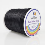 LUSTEMBER 330 Feet Satin Nylon String, 1 mm Silky Smooth Durable Nylon Cord for Jewelry Making, Bracelets, Beading, Necklaces, Macrame, Kumihimo, Rattail, and Chinese Knot Craft - size: Black