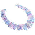 rockcloud Natural Rock Crystal Points Titanium Coated Clear Quartz Sticks Spikes Top Drilled 15 inch Strand,Pink&Blue - color: #1-Pink&Blue