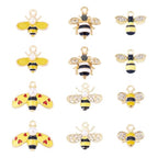 Craftdady Enamel Dangle Charms Pendant Food Animal Flower Cute Charms Colorful Metal Fruit Pendants Hang Ornament for Craft Bracelet Necklace Earring Key Chains Jewelry Making - color: Yellow Bee 2
