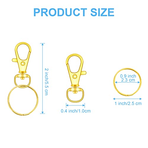 70PCS Swivel Snap Hooks with Key Rings, Metal Lobster Claw Clasp, Keychain Rings for Crafts (Gold, 1.2inch(32mm) - color: gold, size: 32mm