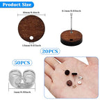 Wood Earring Posts for Jewelry Making, 70Pcs Wooden Stud Earrings Posts with Loop Earring Findings Wooden Flat Round Earring Studs Bulk with Ear Backs for Earring Making Supplies Jewelry Findings - color: Round-70pcs
