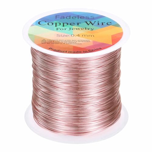 HARFINGTON Wire 328ft Length 26 Gauge Copper Craft Jewelry Wrapping Wire Tarnish Resistant Beading for Jewelry Making Supplies Crafting, Pink - color: Pink
