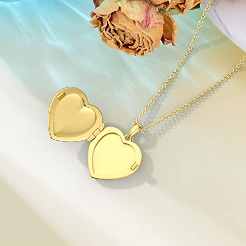 SOULMEET Personalized Silver Locket Necklace That Holds Pictures Photo Keep Someone Near to You, Memorial Custom Lockets Necklaces Letters Engraving for His Her - color: Q- Gold plated cross-Yellow, style: Locket Necklace Only