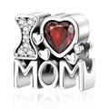925 sterling silver Bead Charm for Pandora bracelets and Necklaces - Cute Heart Animal Ocean Pendant Bead Charms with Cubic Zirconia Mother's Day Jewelry Making DIY Gifts for Women Wife/Girlfriend - color: Love Mom Heart Charm