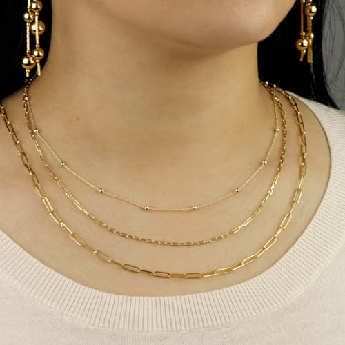 Kyutong 5 Meters Gold Plated Chain for Jewelry Making Thin Curb Link on Spool Beaded Chains Bulk for Necklace Bracelet Ankle Making Finding Jewelry Supplies - color: Bead Gold