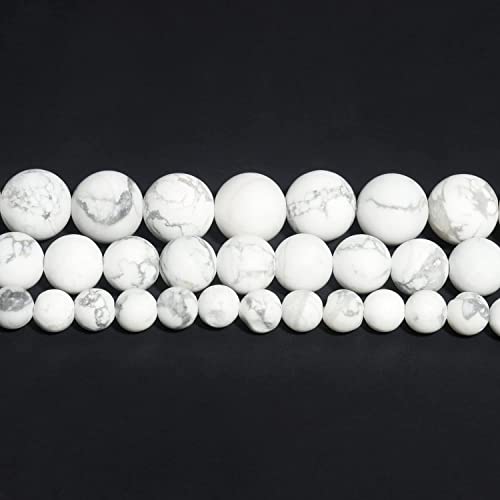 60pcs 6mm Matte Howlite Beads Natural Gemstone Beads Round Loose Beads for Jewelry Making - color: Matte Howlite, size: 6mm