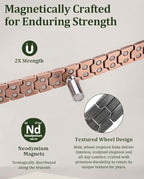 Copper Bracelet for Men, 2X Strength 99.99% Pure Copper Magnetic Bracelet with Magnets, Butterfly Clasp Design, Adjustable Length with Sizing Tool - color: Black