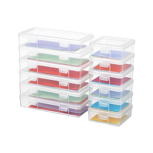 novelinks Plastic Clear Storage Containers for Organizing, Craft Storage Organizers and Stackable Storage Bins with Lids for Pencil Box, Bead, Cookie Cutter, Board Game (6 Pack Small + 6 Pack Medium) - color: 6 Pack Small + 6 Pack Medium -Clear