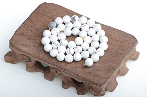 Bymitel 60 pcs Natural Genuine Real Round Loose Stone Beads Gemstone Spacers for Charm DIY Jewelry Making 15.5" per Strand 6mm (White Howlite, 6mm) - color: White Howlite, size: 6mm