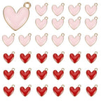 MECCANIXITY Enamel Alloy Heart Charm, Valentine Heart Pendants Love Jewelry Making Charm for DIY Necklace Bracelet Earrings Keychain - color: Pink/Red