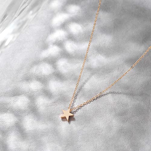 Valloey Rover Gold Necklace for Women 14K Gold Plated Circle Cubic Zirconia Pendant Necklace Dainty Twist Rope Chain Necklace Simple Jewelry Gift for Women - style: Gold-Star