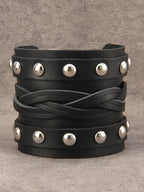 GelConnie Leather Cuff Bracelet Punk Braided Bracelets Rock Leather Wristbands Faux Mens Leather Bracelet Gothic Viking Bangle Adjustable Wrap Bracelet for Women,Men - color: Leather Bracelet Wristband