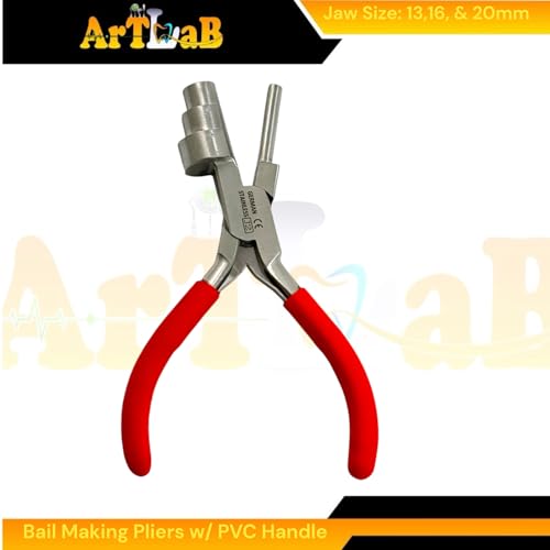 Bail Making Pliers with PVC Grip Handle | for Making S-Hooks, Ear Loops, Jump Loops, Bail, and More - German Stainless Steel ((J2) 13,16,20mm Loops) - size: (J2) 13,16,20mm Loops
