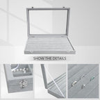 Wudygirl 7 Slot Ring Holder Velvet Jewelry Organizer Jewelry Tray for Drawer Rings Storage Ring Display Showcase Tray Stackable(Ring Box) - style: Ring Tray