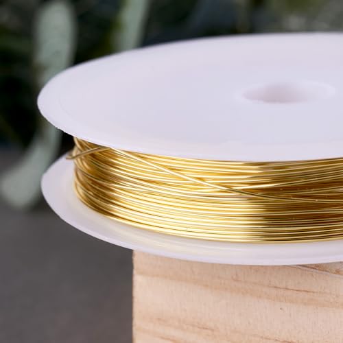 1 Roll 82.02 Feet(25m) 32 Gauge Round Copper Jewelry Bendable Wire Long-Lasting Plated Jewelry Wire Soft Artistic Wires Copper Metal Beading for Jewelry Making Crafts,Light Gold - color: 32 Gauge,Light Gold